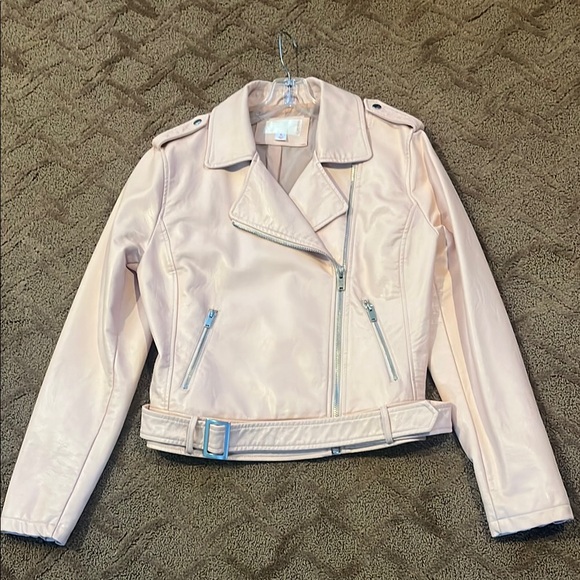 Pink Moto Jacket with Belted Waist - Picture 1 of 3